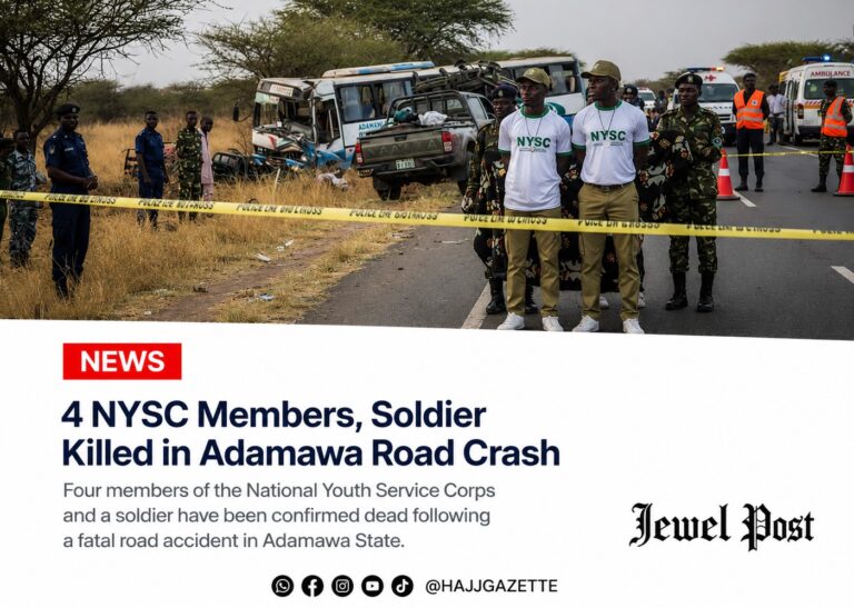 4 NYSC Members, Soldier Killed in Adamawa Road Crash 4 NYSC Members, Soldier Killed in Adamawa Road Crash