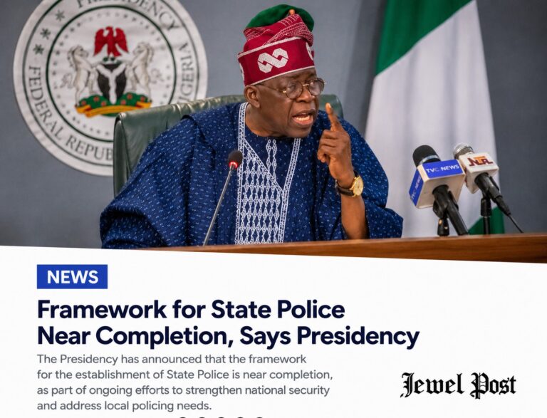 Framework for State Police Near Completion, Says Presidency Framework for State Police Near Completion, Says Presidency